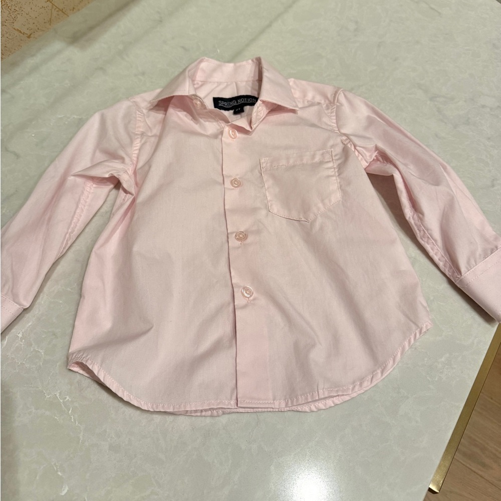 Spring Notion Boys' Cotton Blend Long Sleeve Dress Shirt